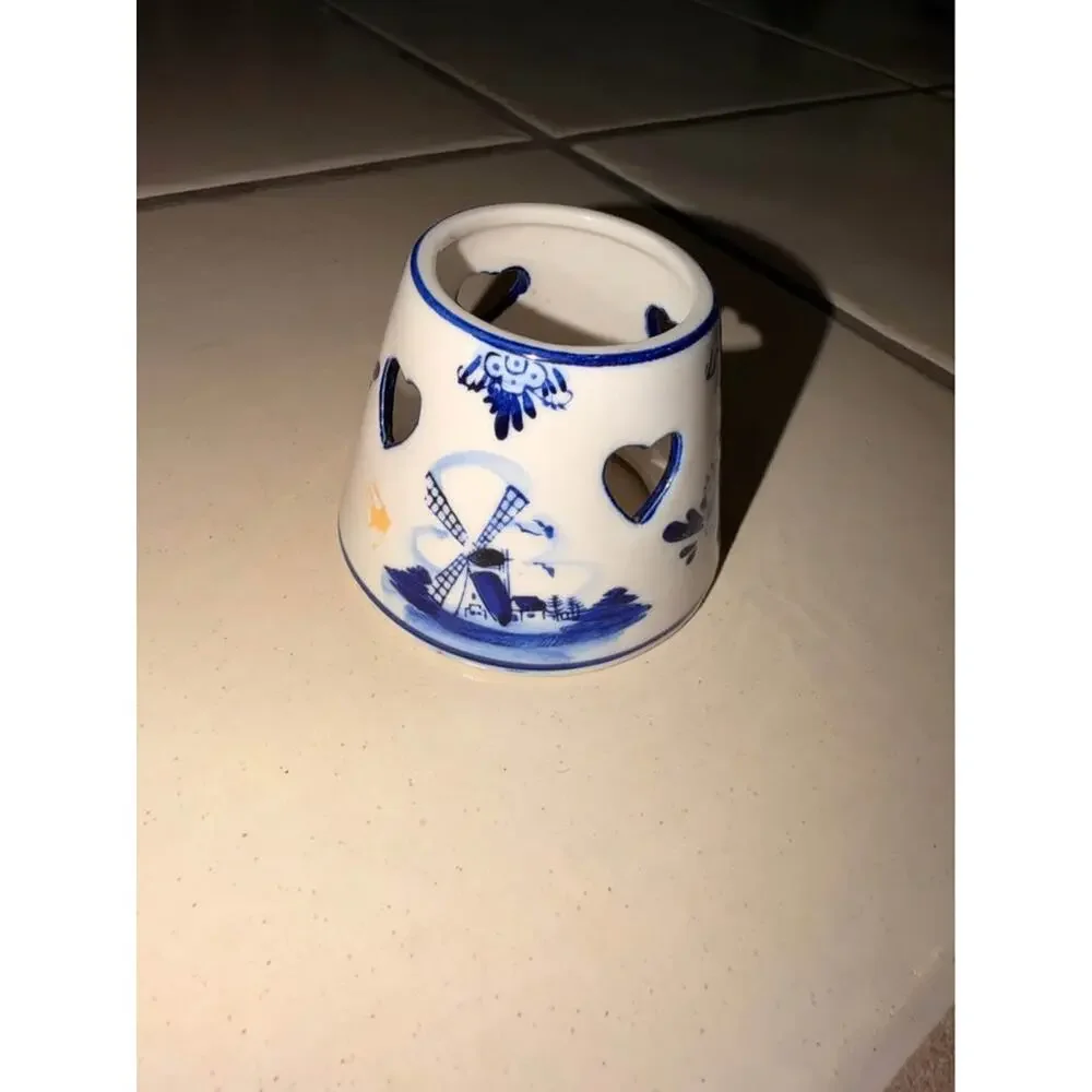 Delft Blue Windmill Ceramic Tea Light Holder